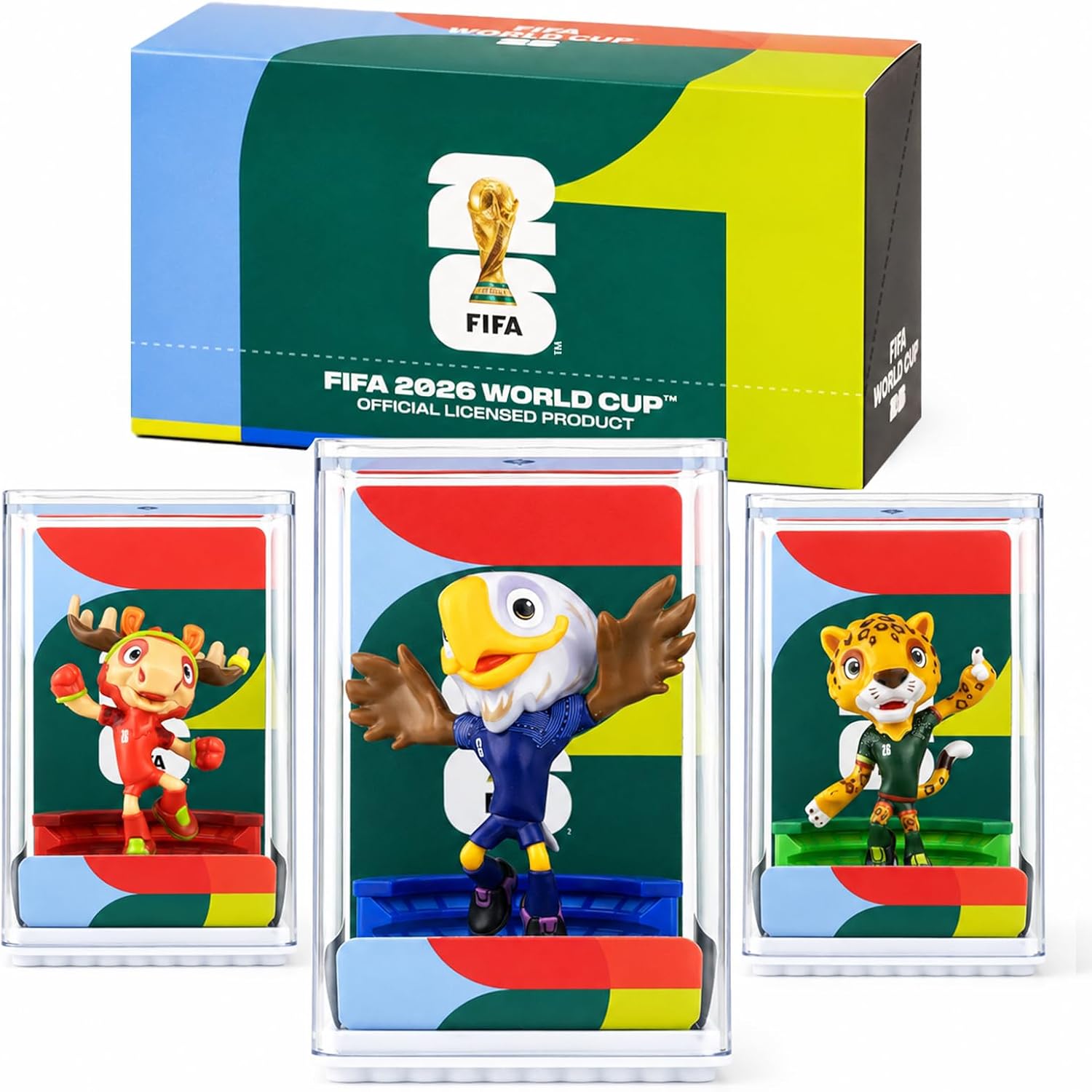 FIFA World Cup 2026 Mascot Figurines Set – Clutch, Maple & Zayu Mini Collectible Statues in Display Case (3-Pack, 6cm)