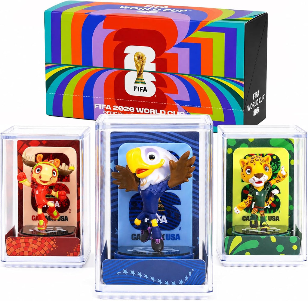 FIFA World Cup 2026 Mascot Figurines Set – Clutch, Maple & Zayu Collectible Statues in Display Case (3-Pack, 6cm-A)