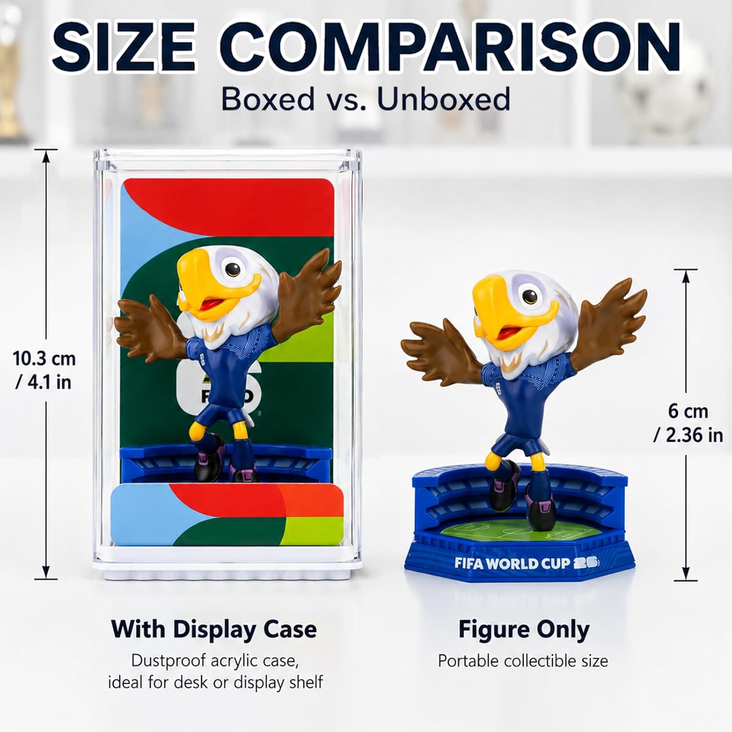 FIFA World Cup 2026 Mascot Figurines Set – Clutch, Maple & Zayu Mini Collectible Statues in Display Case (3-Pack, 6cm)