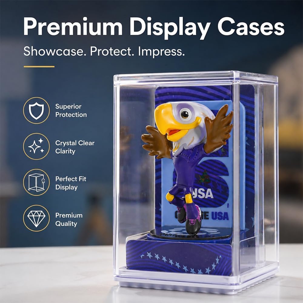 FIFA World Cup 2026 Mascot Figurines Set – Clutch, Maple & Zayu Collectible Statues in Display Case (3-Pack, 6cm-A)