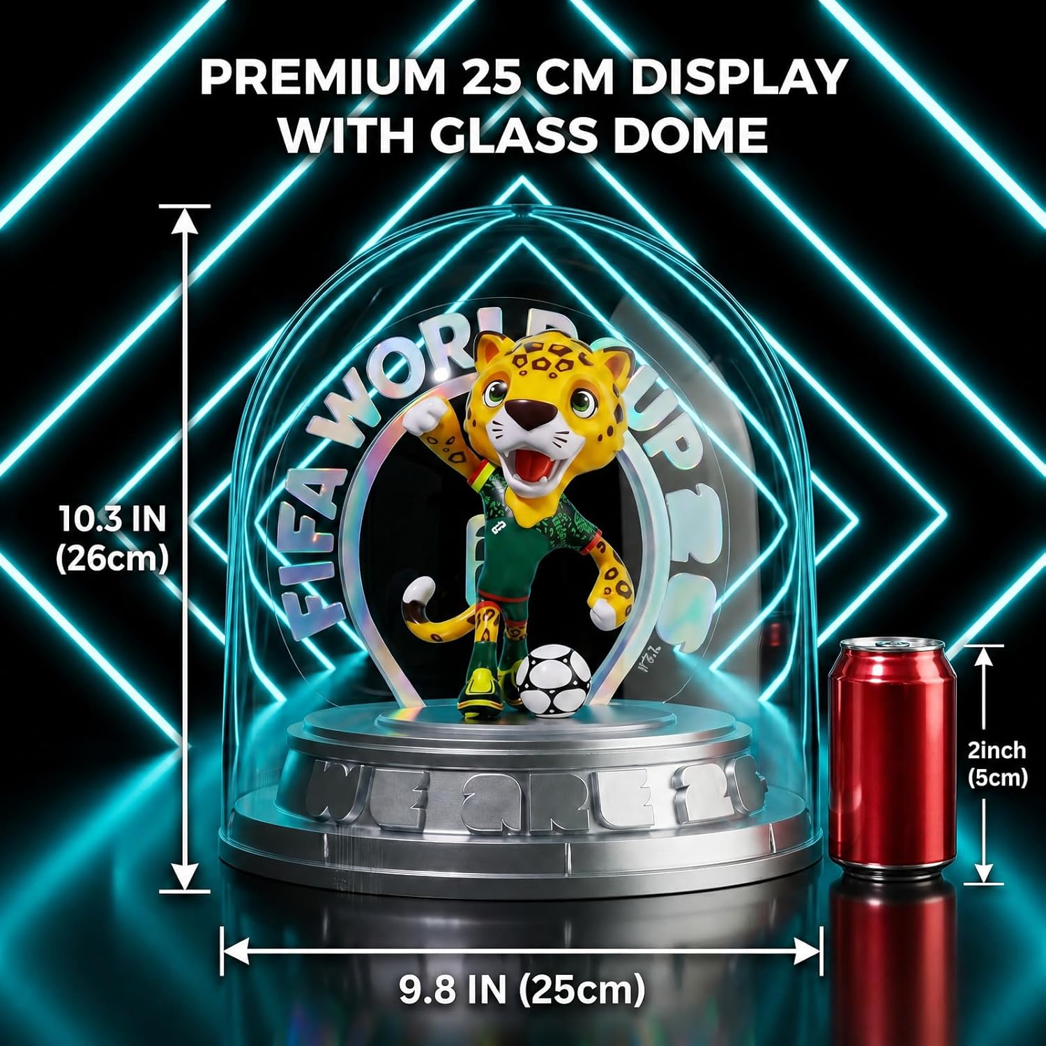 FIFA World Cup 2026 Mexico Mascot Zayu Figurine – Personalized Laser Engraved Display Statue with Acrylic Dome (10.3", Officially Licensed)