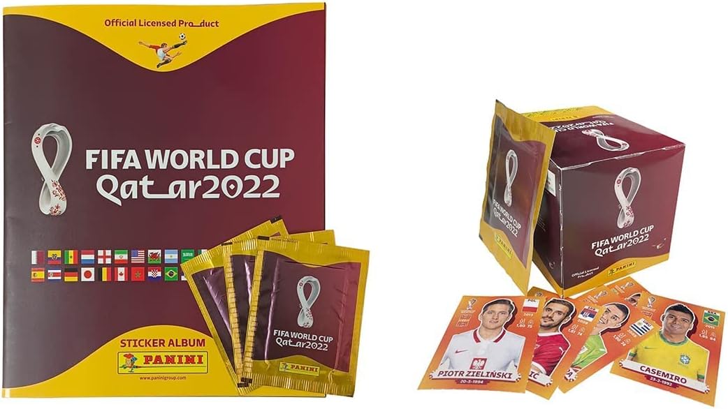 Panini FIFA World Cup Qatar 2022 Sticker Box – 50 Packs, 250 Stickers Total (USA Version, No Album)