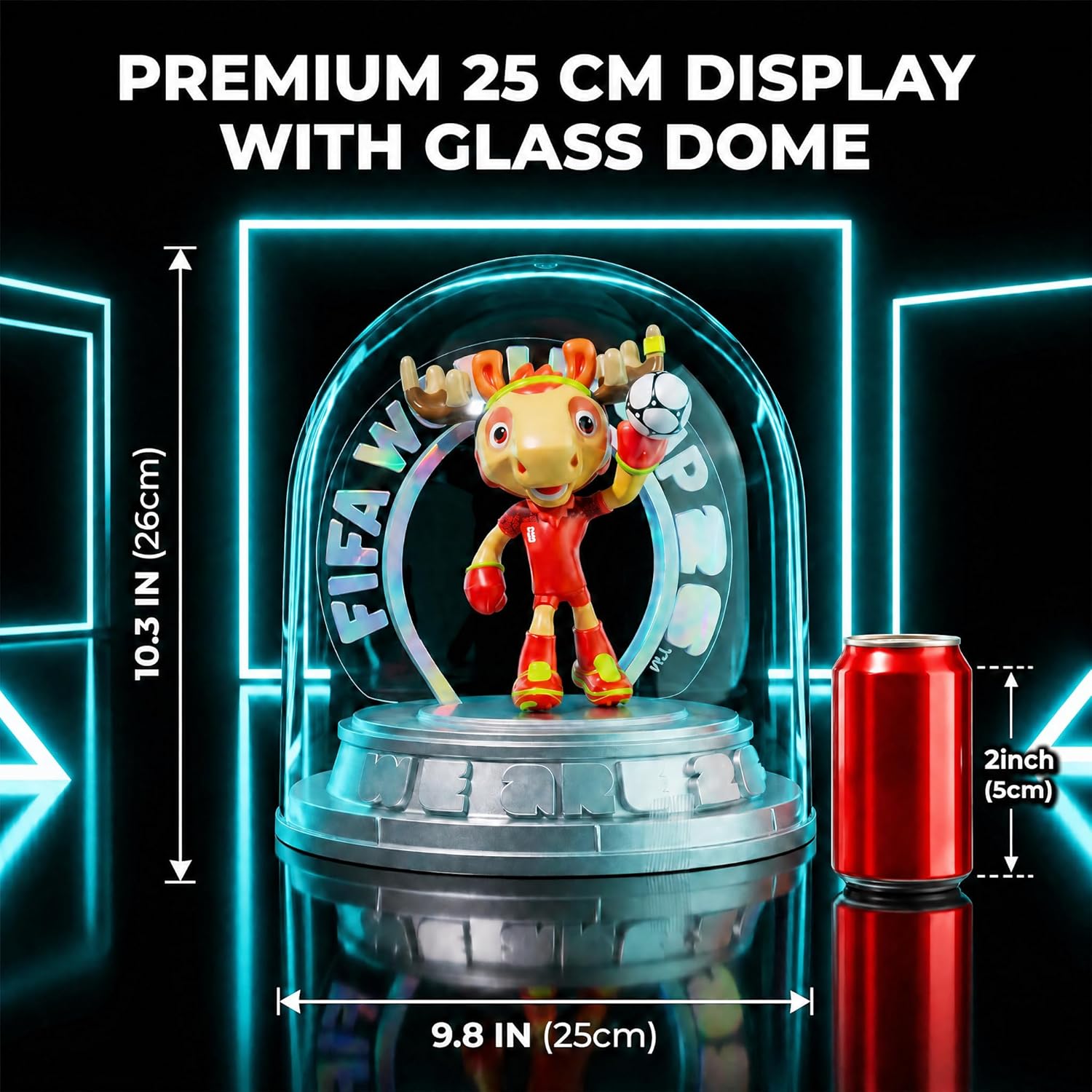FIFA World Cup 2026 Canada Mascot Maple Figurine – Personalized Laser Engraved Display Statue with Acrylic Dome (10.3", Officially Licensed)