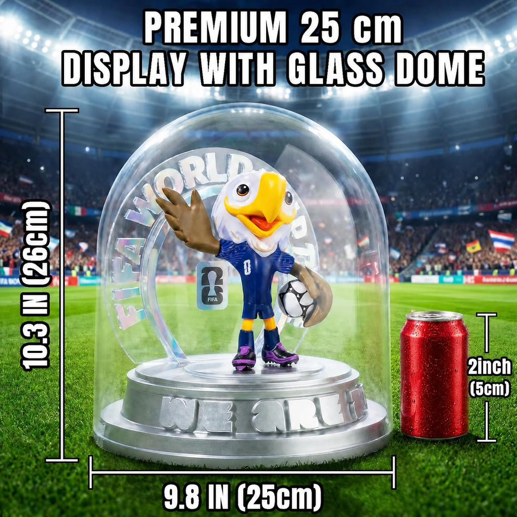FIFA World Cup 2026 USA Mascot Clutch Figurine – Personalized Laser Engraved Display Statue with Acrylic Dome (10.3", Officially Licensed)
