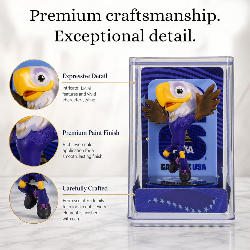 FIFA World Cup 2026 Mascot Figurines Set – Clutch, Maple & Zayu Mini Collectible Statues in Display Case (3-Pack, 6cm)