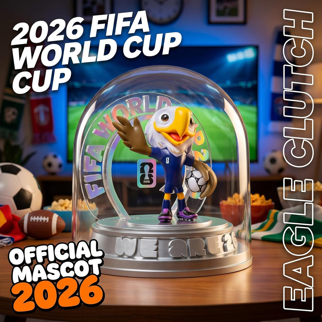 FIFA World Cup 2026 USA Mascot Clutch Figurine – Personalized Laser Engraved Display Statue with Acrylic Dome (10.3", Officially Licensed)