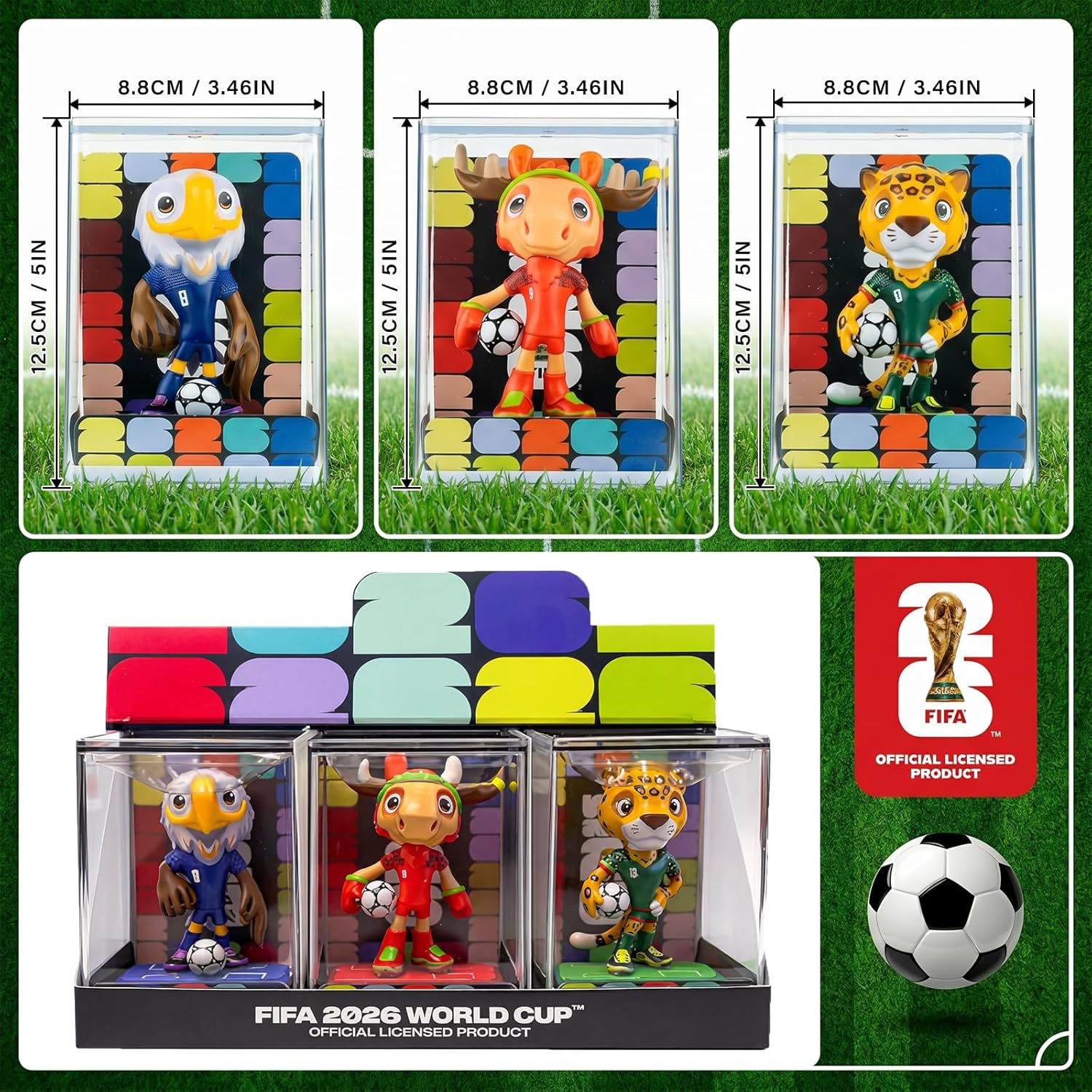 FIFA World Cup 2026 Mascot Display Statue – Personalized Laser Engraved Collectible with Acrylic Dome (13.8", Officially Licensed)