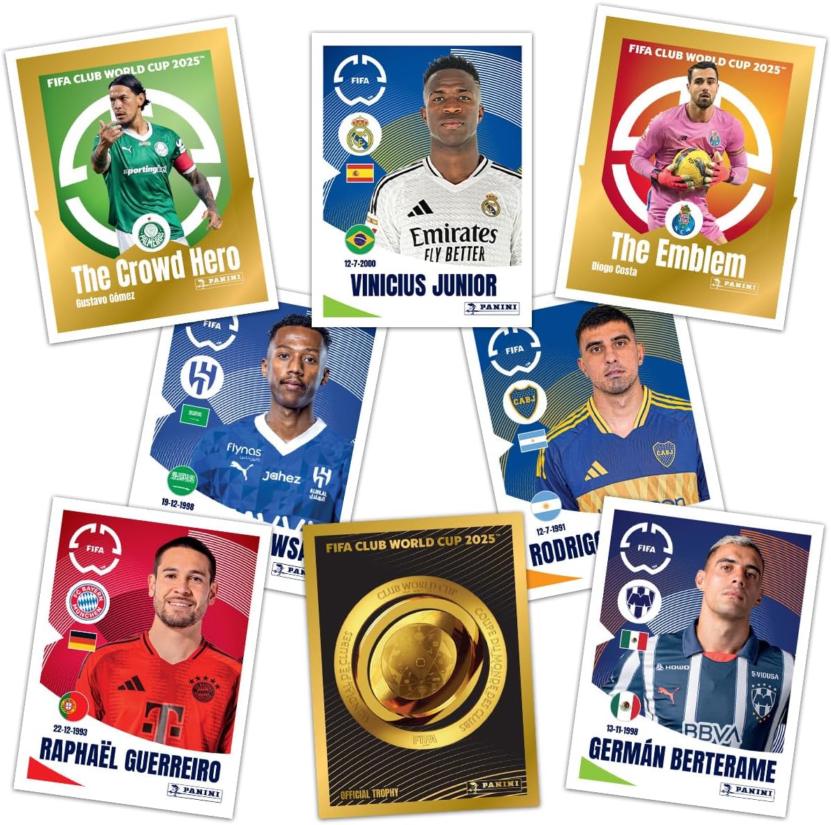 Panini FIFA Club World Cup 2025 Sticker Collection – Box of 50 Bags, 250 Stickers (All 32 Teams incl. Bayern Munich & Dortmund)