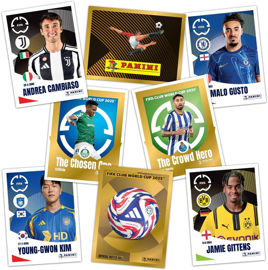 Panini FIFA Club World Cup 2025 Sticker Collection – Box of 50 Bags, 250 Stickers (All 32 Teams incl. Bayern Munich & Dortmund)