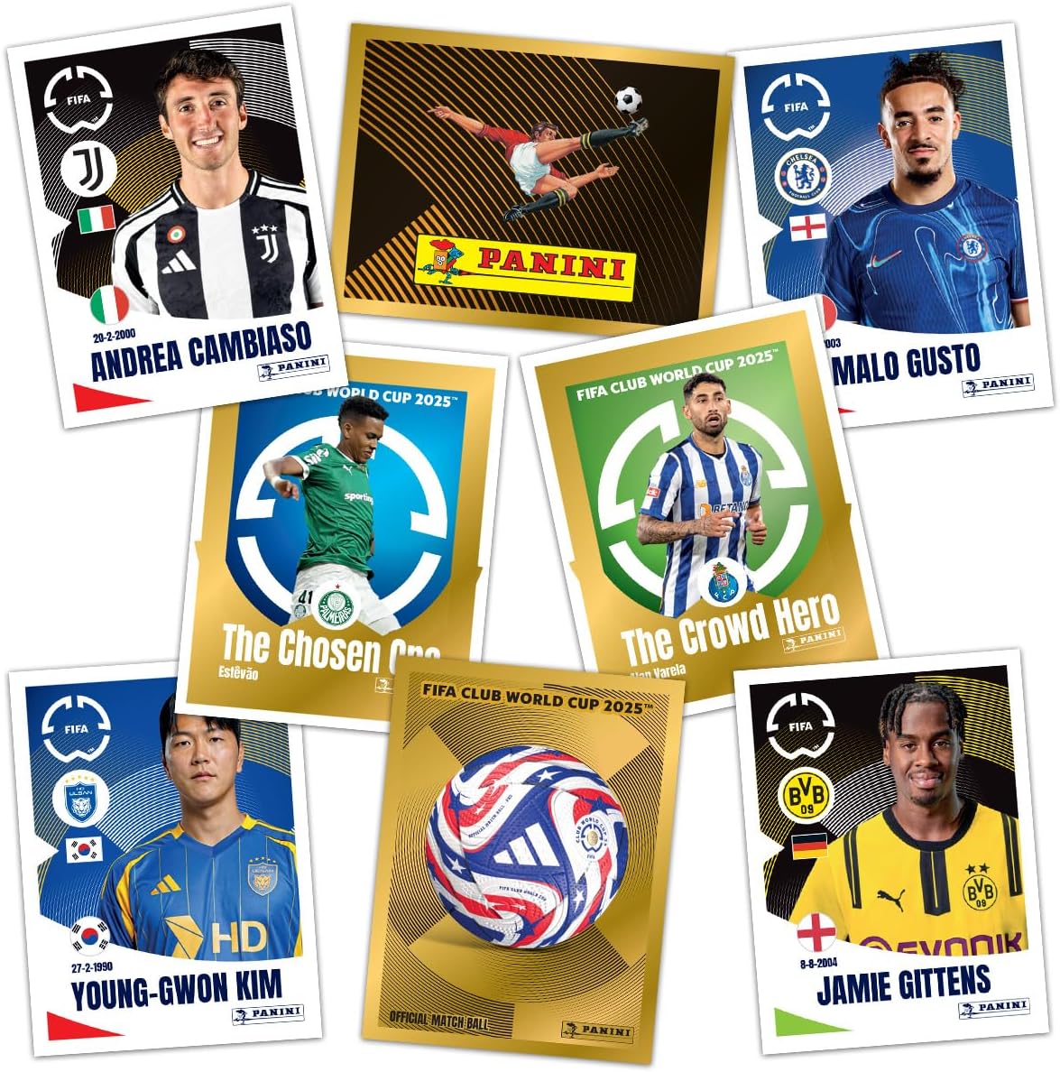 Panini FIFA Club World Cup 2025 Sticker Collection – Box of 50 Bags, 250 Stickers (All 32 Teams incl. Bayern Munich & Dortmund)