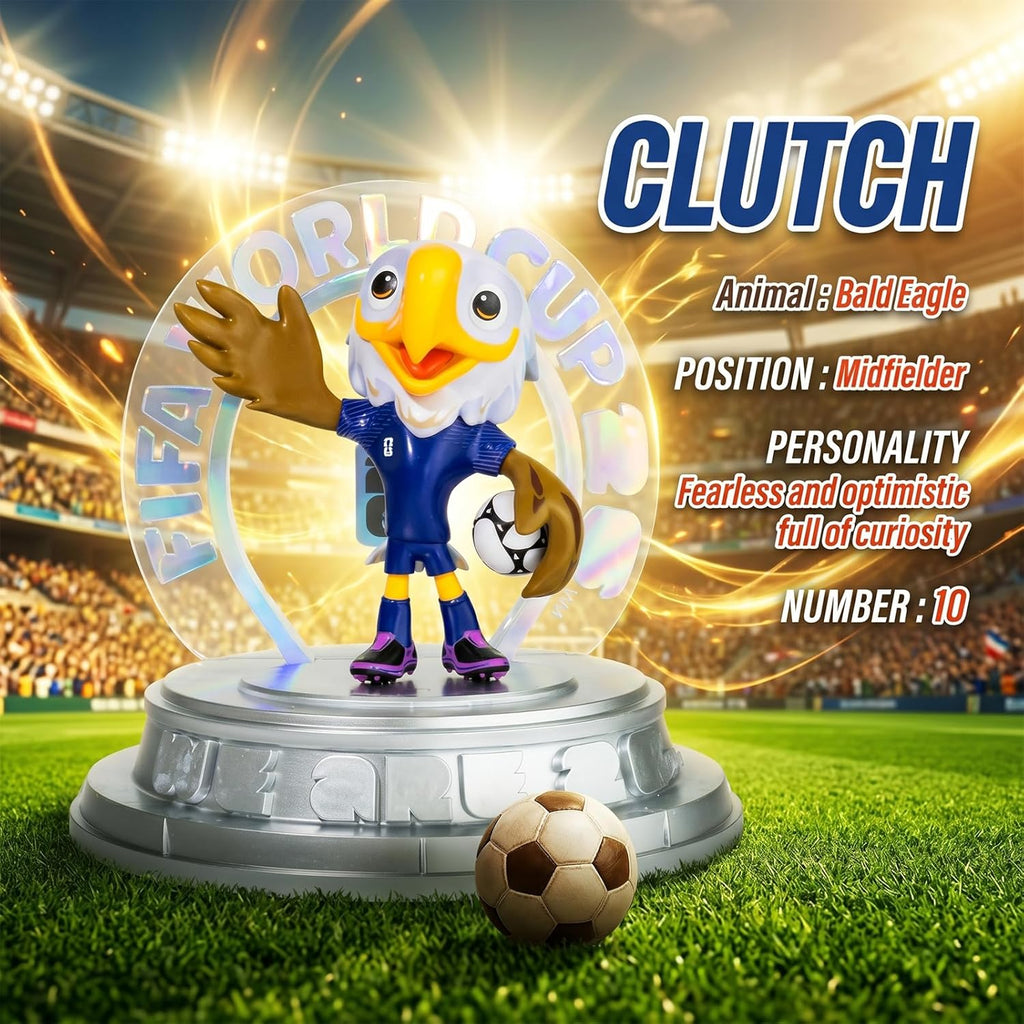 FIFA World Cup 2026 USA Mascot Clutch Figurine – Personalized Laser Engraved Display Statue with Acrylic Dome (10.3", Officially Licensed)