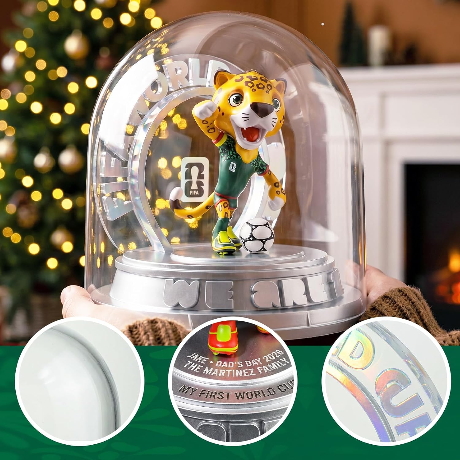 FIFA World Cup 2026 Mexico Mascot Zayu Figurine – Personalized Laser Engraved Display Statue with Acrylic Dome (10.3", Officially Licensed)