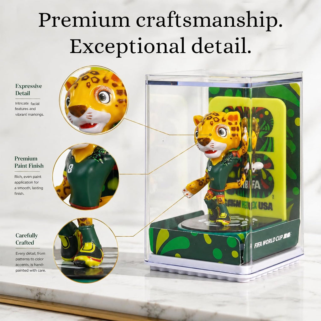 FIFA World Cup 2026 Mascot Figurines Set – Clutch, Maple & Zayu Mini Collectible Statues in Display Case (3-Pack, 6cm)