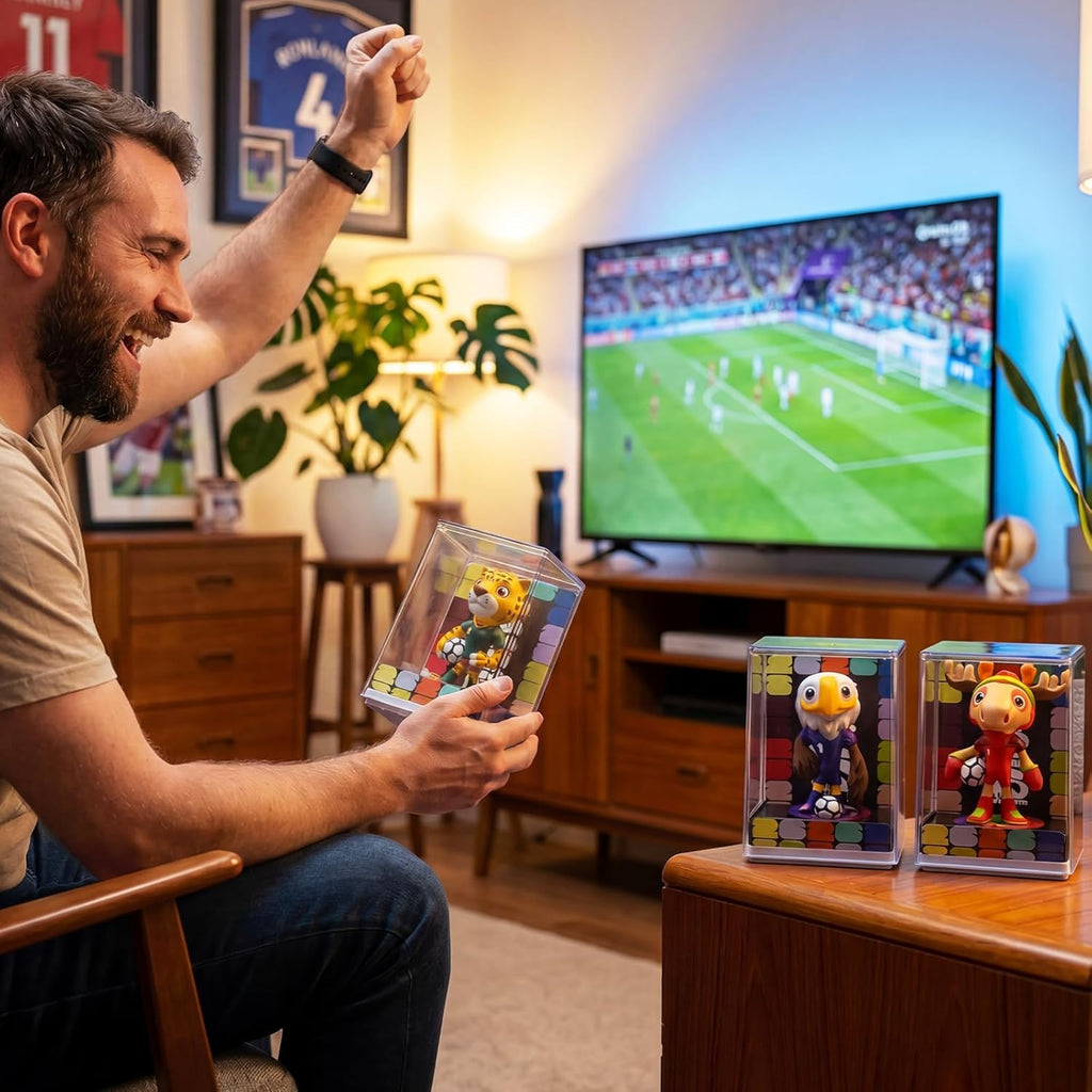 FIFA World Cup 2026 Mascot Figurines Set – Clutch, Maple & Zayu Collectible Statues in Display Case (3-Pack)